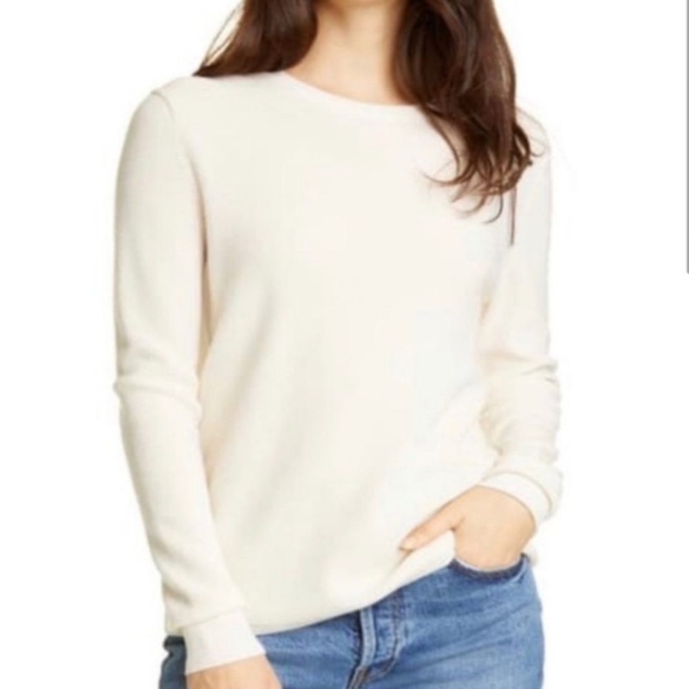 Jenni Kayne Mercer Crewneck In Cream Size Xs Merino Wool